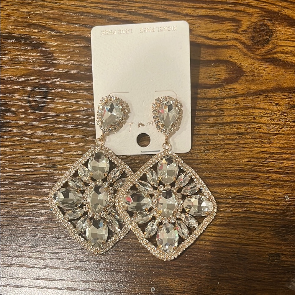 Elegant Silver Crystal Drop Earrings